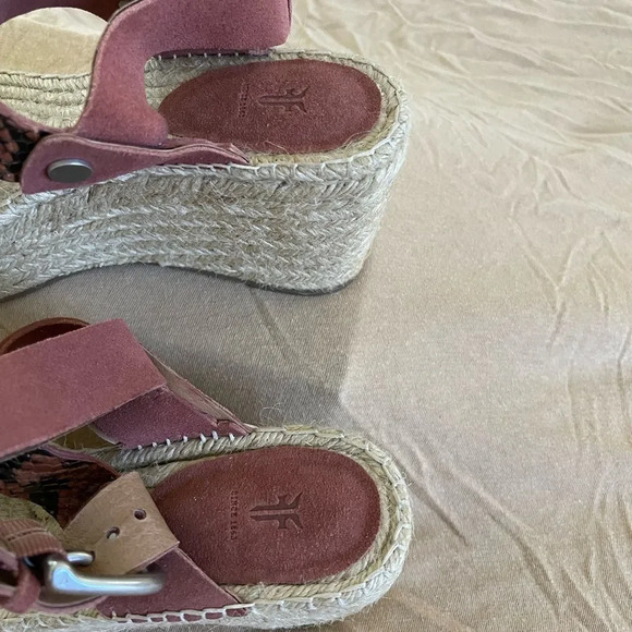 Frye Espadrille Platform Wedges Harper Sling Sandals Faux Snake Size 6 - Picture 3 of 5